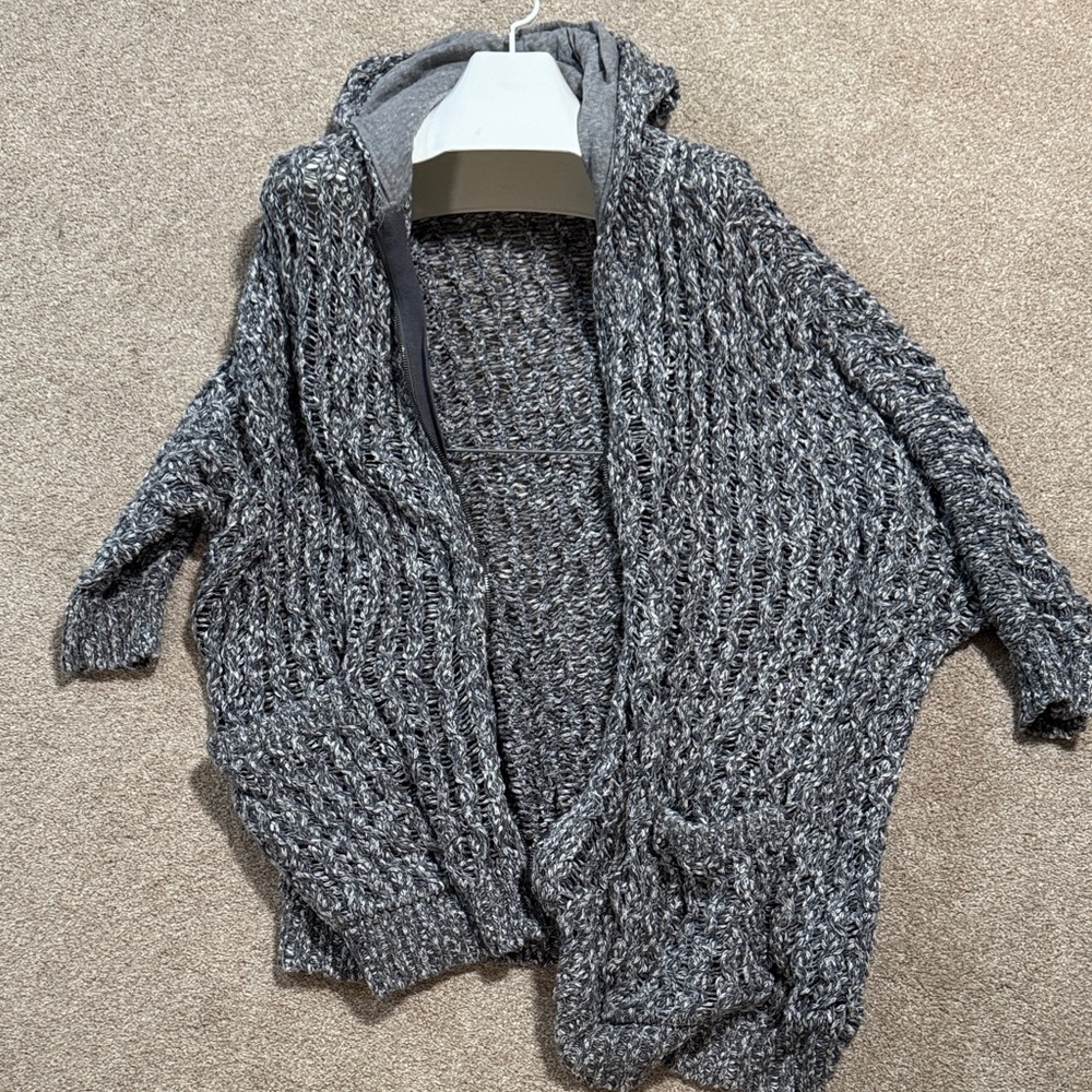 Free People Gray Cable Knit Cardigan Sweater
